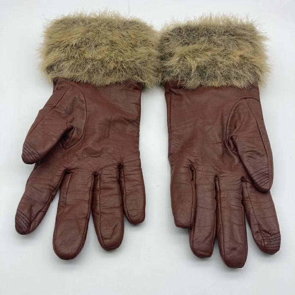 Vintage Merona Leather Gloves Size LG Cognac Color